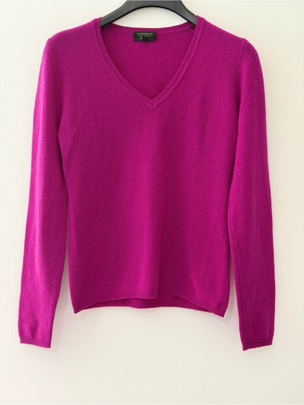 Cashmere Charter Club Women’s Pink Fuchsia V Neck Sweater Long Sleeve Knit Sz S